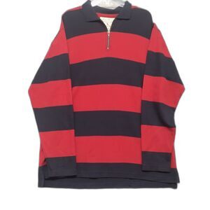 Eddie Bauer Outdoor Outfitters Red and Black Long Sleeve Polo Men Size L
